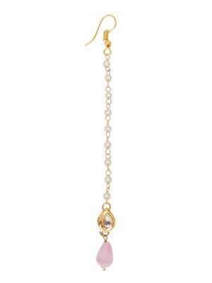 Girls gold-plated kundan studded & beads beaded maang tikka 1