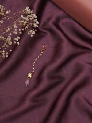 Girls gold-plated kundan studded & beads beaded maang tikka 5