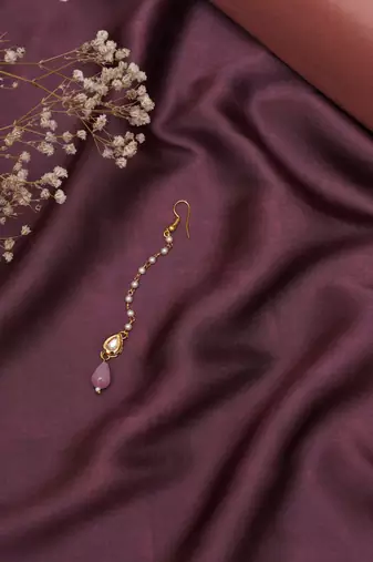 Girls gold-plated kundan studded & beads beaded maang tikka