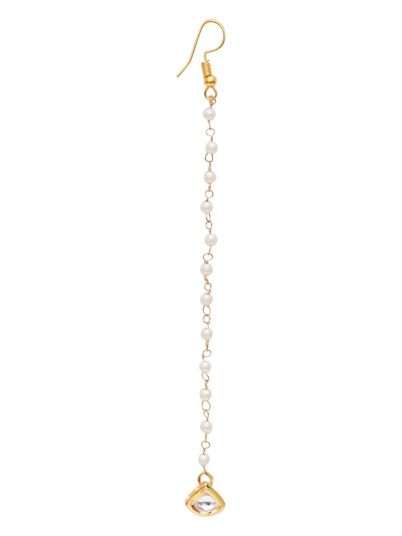Gold-plated kundan-studded & beaded layered maang tikka