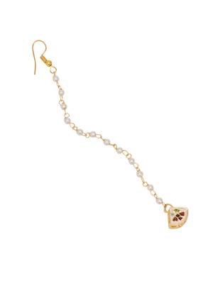 Gold-plated kundan-studded & beaded layered maang tikka 3