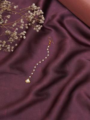 Gold-plated kundan-studded & beaded layered maang tikka 1