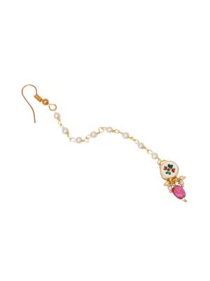 Gold-plated kundan-studded & beaded maang tikka 3