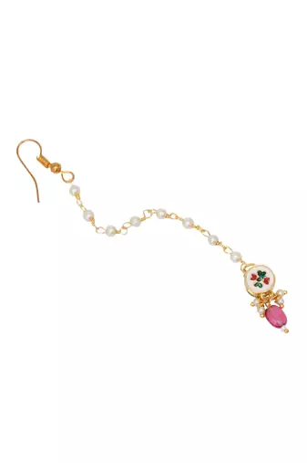 Gold-plated kundan-studded & beaded maang tikka