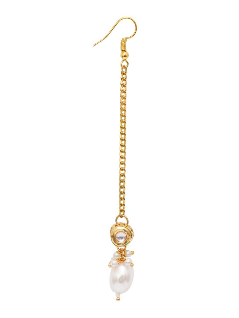 Girls gold-plated kundan studded maang tikka