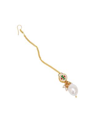 Girls gold-plated kundan studded maang tikka 3