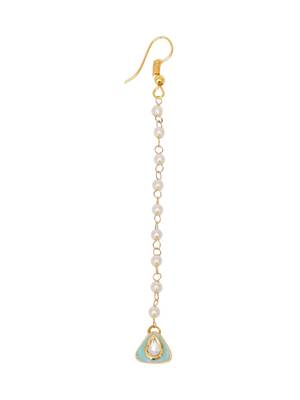 Girls gold-plated kundan-studded beads beaded enamelled maang tikka 3