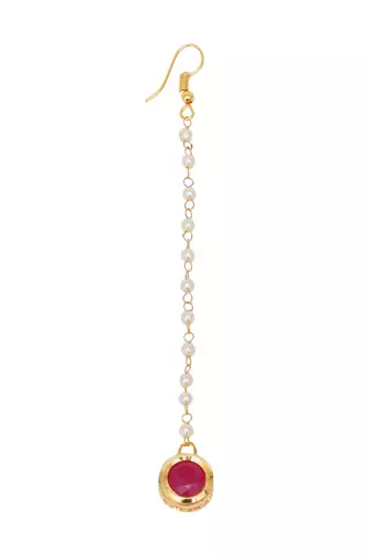 Girls gold-plated kundan maang tikka