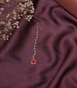Girls gold-plated kundan maang tikka