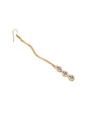 Girls gold-plated kundan studded maang tikka 2
