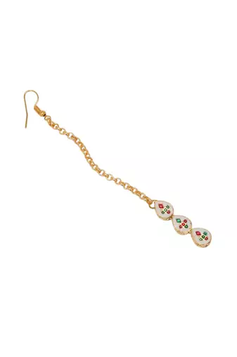 Girls gold-plated kundan studded maang tikka