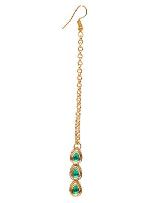 Girls gold-plated kundan studded maang tikka 3