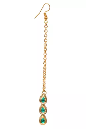 Girls gold-plated kundan studded maang tikka