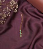 Girls gold-plated kundan studded maang tikka