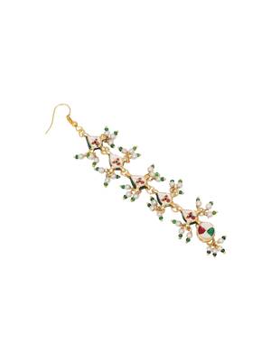 Gold-plated kundan-studded & beaded layered maang tikka 3