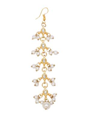 Girls gold-plated kundan studded & beaded maang tikka 3