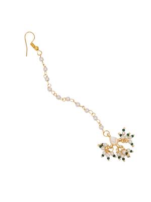 Girls gold-plated kundan studded beads beaded maang tikka 3