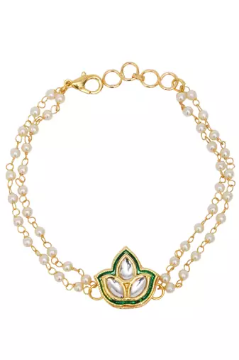 Girls kundan gold plated link bracelet