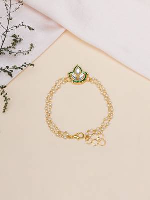 Girls kundan gold plated link bracelet 1