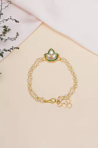 Girls kundan gold plated link bracelet