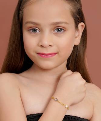Girls gold-plated stones studded link bracelet 2