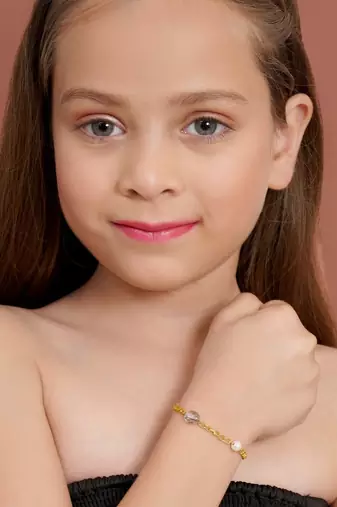 Girls gold-plated stones studded link bracelet