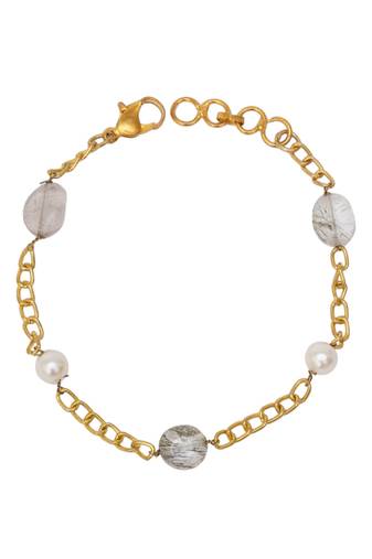 Girls gold-plated stones studded link bracelet