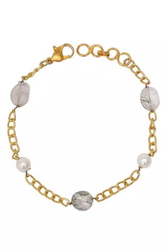 Girls gold-plated stones studded link bracelet