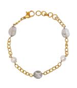 Girls gold-plated stones studded link bracelet