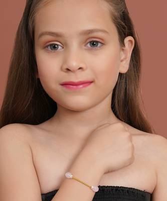 Girls gold-plated stones beaded link bracelet 1