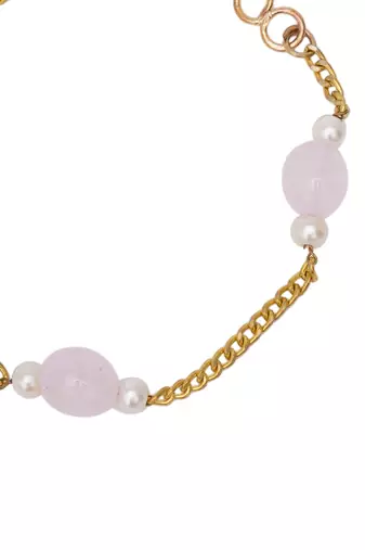 Girls gold-plated stones beaded link bracelet