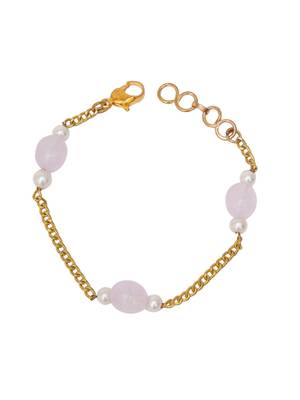 Girls gold-plated stones beaded link bracelet 4