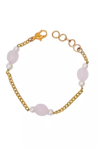 Girls gold-plated stones beaded link bracelet