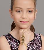 Girls gold-plated kundan studded & beads beaded ring bracelet