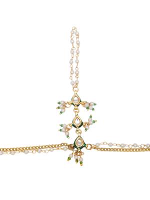 Girls gold-plated kundan studded & beads beaded ring bracelet 2