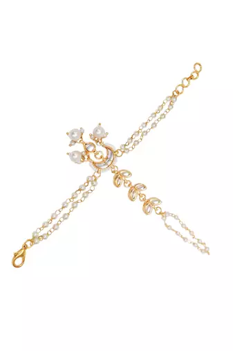 Girls gold-toned kundan handcrafted gold-plated bangle-style bracelet