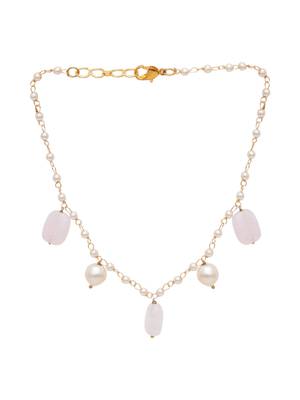 Girls gold-plated artificial stone studded & beaded necklace 4