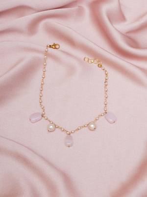 Girls gold-plated artificial stone studded & beaded necklace 1