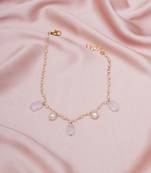 Girls gold-plated artificial stone studded & beaded necklace