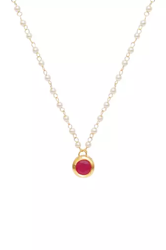 Girls gold-plated kundan studded & beaded necklace