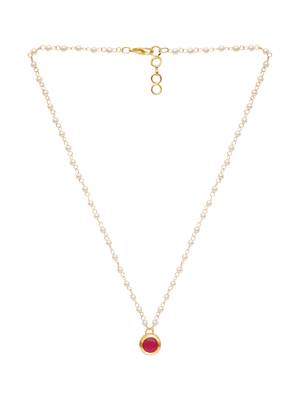 Girls gold-plated kundan studded & beaded necklace 4