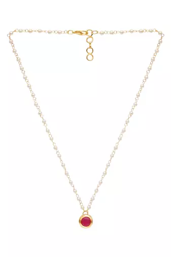 Girls gold-plated kundan studded & beaded necklace
