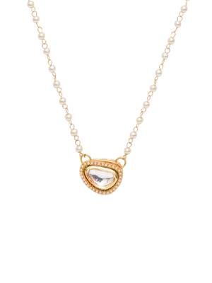 Girls gold-plated kundan studded & beaded necklace 3