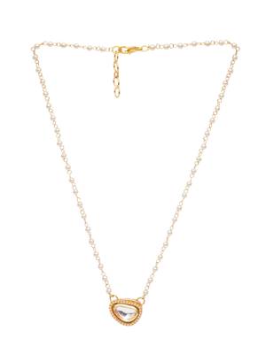 Girls gold-plated kundan studded & beaded necklace 4