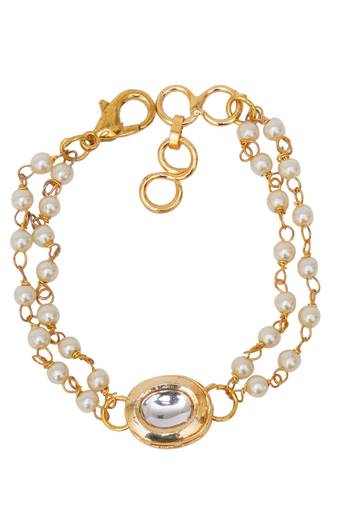 Girls gold-plated kundan studded link bracelet