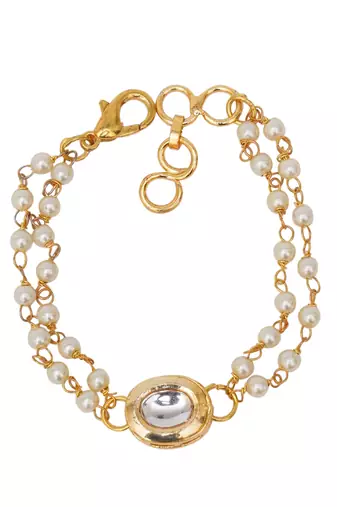 Girls gold-plated kundan studded link bracelet