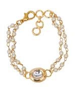 Girls gold-plated kundan studded link bracelet