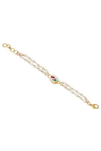 Girls gold-plated kundan studded link bracelet