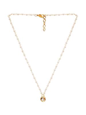 Girls gold-plated kundan studded & beaded necklace 4