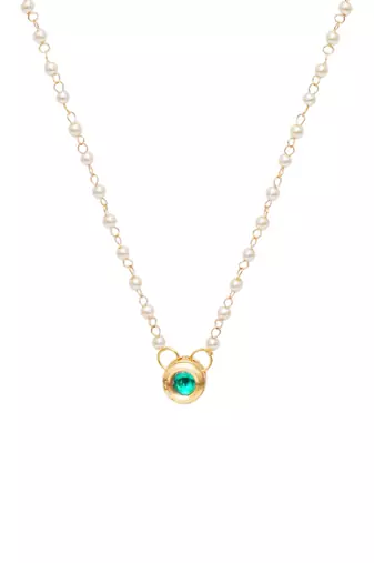 Girls gold-plated kundan studded & beaded necklace